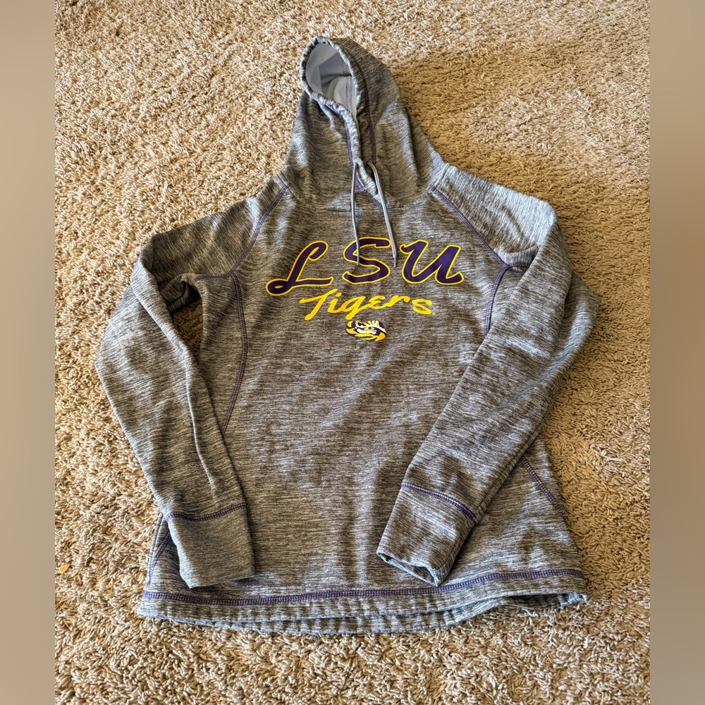 Colosseum Women's Gray LSU Cowl Neck Sweater